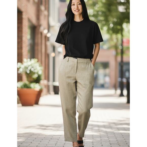 Jones New York Collection Pants Slacks Trousers SZ 16 Linen Brown Straight Leg - Picture 1 of 9